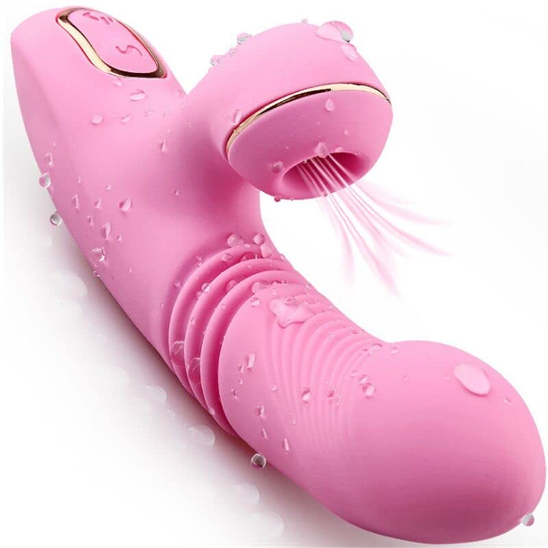 Clit Sucking G Spot Bunny Vibrator - Licking Stimulator Anal Clit Massager with 7 Suction Pulsation Modes 7 Licking Vibration Modes, Silicone Rabbit Dildo