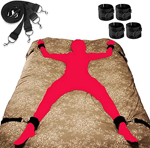 Bed Restraints for Adult Couple Bed Straps Ties up Wrist Tight Bondaged Restraints BDSM Set on Bed Adjustable Handcuff Ankle 4 Cuff Sexy Accessories for Women SM Toys Sex Playing Game