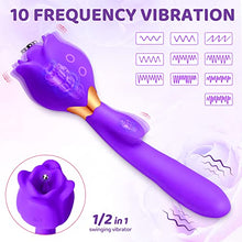 Load image into Gallery viewer, Rose Toy Vibrator for Woman, 3 in 1 Clitoral Stimulator Thrusting G Spot Dildo Vibrator with 10 Modes, Rose Adult Sex Toys Game, Clitoris Nipple Licker Stimulator Massager for Women Female Man Couple
