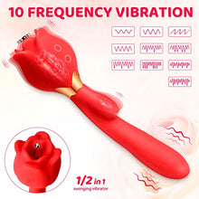 Load image into Gallery viewer, Rose Toy Vibrator for Woman, 3 in 1 Clitoral Stimulator Thrusting G Spot Dildo Vibrator with 10 Modes, Rose Adult Sex Toys Games, Clitoris Nipple Licker Stimulator Massager for Women Female Man Couple
