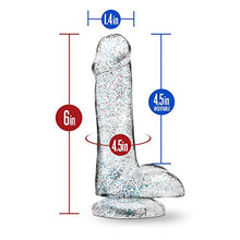 Load image into Gallery viewer, Blush - 6 inch Glitter Dildo - Soft Pliable Realistic Small 1.4&quot; Wide - Strap On Compatible Suction Cup for Hands Free Play - Female Male Adult Sex Toy for Couples Women Men - Sparkling Clear
