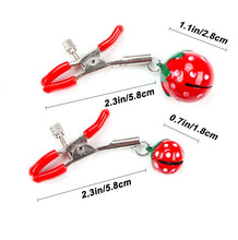 Load image into Gallery viewer, 1 Pair Cute Strawberry Nipple Clamps Decorative Nipple Clamps with Bells Nipple Clips for Women Pleasure Adult Sexual Toys for Couples (Small Bell)
