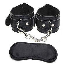 Load image into Gallery viewer, BAOIWEI Soft Comfortable PU Fur Leather Handcuffs Wrist Cuffs and Blindfold Eye Mask (Black)
