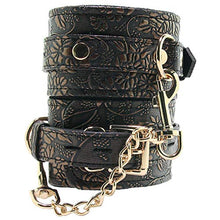 Load image into Gallery viewer, Spartacus Faux Fur Lining Wrist Restraints - Brown Floral Print
