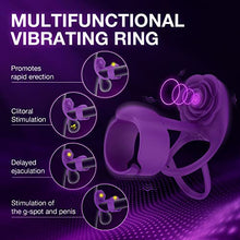 Load image into Gallery viewer, Vibrating Cock Ring Sex Toys for Couples - RIDMII 3 IN 1 Vibrating Penis Ring with 10 Vibration, Rose Shaped Female Clitoral Stimulator Vibrators with Remote, Vibrating Ring Adult Sex Toys for Couples
