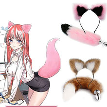 Load image into Gallery viewer, LSCZSLYH Fox Tail Anal Plug Cat Rabbit Ears Headbands Set Feather Anals Plug Anus Stimulate Adult Erotic Accessories (Color : Gary White Set)
