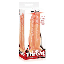 Load image into Gallery viewer, Sexy, Kinky Gift Set Bundle of Massive Triple Threat 3 Cock Dildo and Icon Brands Toppers - Natural, Extender Sleeve

