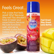 Load image into Gallery viewer, SKINS Mango &amp; Passionfruit Flavoured Lube with ReAquav8 Technology  Water based lube with Mango &amp; Passionfruit flavour - 4Oz
