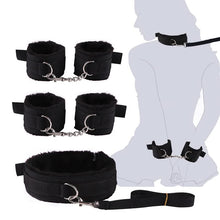 Load image into Gallery viewer, 11 Pcs Bed Restraints Kit Bed Bondage Eye Mask Blindfolds Soft Wrist and Ankle Handcuffs with Restraint Straps Rope for Couples Sex -Black
