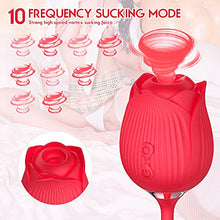 Load image into Gallery viewer, Rose Toy Vibrator for Women, 2 in 1 Nipple Sucker Oral Sex Vibrating Wand, G Spot Rose Vibrator, Clitoral Vibrator, Dildo Stimulator Vaginal and Anal Sex Toy
