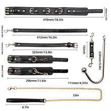 Load image into Gallery viewer, Sex Bondage BDSM Kit with Anal Hook and Ball, 3-in-1 Adjustable Collar Binding Leather Binding Set Binding Set, Including Anal Hook, Traction Chain Handcuffs, Chain Binding Band Neutral SM Sex Toys
