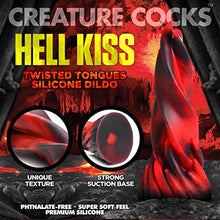 Load image into Gallery viewer, CREATURE COCKS Hell Kiss Twisted Tongues Silicone Dildo for Men, Women, &amp; Couples. Strong Suction Base Phthalate-Free Premium Red &amp; Black Silicone Twisted Tongues Dildo. 1 Piece, Red.
