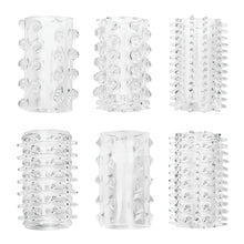 Load image into Gallery viewer, Sexy, Kinky Gift Set Bundle of Shades, Small Jelly TPR, Gradient Dong, Emerald and Icon Brands Crystalline TPR Cock Sleeves, 6 Pack, Clear
