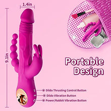 Load image into Gallery viewer, Thrusting Rabbit Vibrator G Spot Clitoral Anal Dildo Stimulation Adult Sex Toys with One Click Enhancement, 3 Powerful Thrusting Speeds &amp; 9 Vibrating Vagina Nipples Stimulator for Women (B-Rose)
