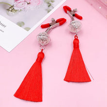 Load image into Gallery viewer, Nipple Clips,Women Adjustable Nipple Clamps with Bells and Tassel,Nipple Clamps for Men,Nipple Clamps for Women Pleasure,Nipple Clamps Non Piercing (Red)
