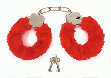 Load image into Gallery viewer, JASINCESS Plush Handcuffs with Keys Toy Handcuffs Stage Costume Props (Red)
