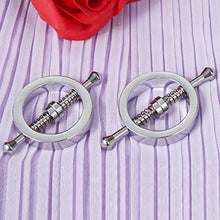 Load image into Gallery viewer, Loloda 2Pcs Non-Piercings Nipple Clamps Clips Breast Nipple Shields Rings with Internal Spike Couple Pleasure Erotic Sex Toy Silver Type B One Size
