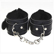 Load image into Gallery viewer, BAOIWEI Soft Comfortable PU Fur Leather Handcuffs Wrist Cuffs and Blindfold Eye Mask (Black)
