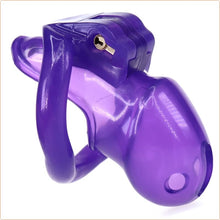 Load image into Gallery viewer, Bondage Masters Nano Chastity Device, Micro Cage with 4 Size Back Rings Included, Purple
