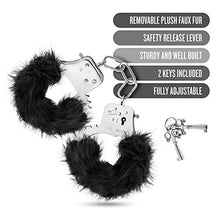 Load image into Gallery viewer, Blush Novelties - Temptasia Metal Hand Cuffs Plush Faux Fur Wrist Restraints Couples Bondage BDSM Kinky Sex Toy - Black
