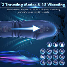 Load image into Gallery viewer, Thrusting Prostate Massager Anal Vibrators - Anal Toy with Dual Cock Rings Butt Plug with 3 Thrust &amp; 12 Vibration Modes, Remote Control Anal Male Adult Sex Toys P Sport Massager for Men Couples, Blue
