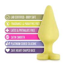 Load image into Gallery viewer, Blush Naughty Candy Heart - Smooth Satin Silicone Heart Shaped Bottom Anal Butt Plug Sex Toy for Men and Women - Yellow
