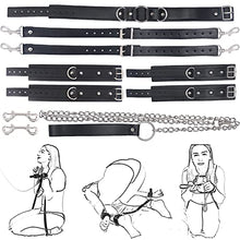 Load image into Gallery viewer, Xocity BDSM Kits Sex Bondage Cover Neck Choker with Traction Chain 2 Straps 4 Handcuffs, Sub Restraints Sex Toy for Women SM Thigh Restraint Sling(Black)
