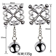 Load image into Gallery viewer, 1 Pair Stainless Steel Nipple Clamps, Adjustable Nipple Clamps with Weight Ball, Non-Piercing Nipple Rings, Breast Clips Nipple Jewelry for Women Men Pleasure Sex (F)
