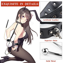 Load image into Gallery viewer, Sex Bondage BDSM Kit with Anal Hook and Ball, 3-in-1 Adjustable Collar Binding Leather Binding Set Binding Set, Including Anal Hook, Traction Chain Handcuffs, Chain Binding Band Neutral SM Sex Toys
