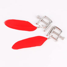 Load image into Gallery viewer, Bluebay Leather Feather Nipple Clmaps Metal Clips for Women Sex Play (006G Red Color)
