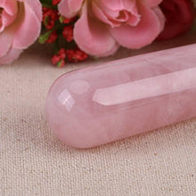 Load image into Gallery viewer, FTVOGUE Massage Stone Rose Natural Quartz Crystal Face Massage Wand Stone Smooth Stick Massaging Treatment Tool Pink 110mm(Pink)
