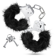 Load image into Gallery viewer, Blush Novelties - Temptasia Metal Hand Cuffs Plush Faux Fur Wrist Restraints Couples Bondage BDSM Kinky Sex Toy - Black
