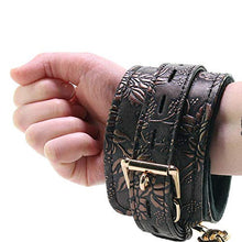 Load image into Gallery viewer, Spartacus Faux Fur Lining Wrist Restraints - Brown Floral Print
