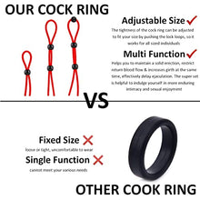 Load image into Gallery viewer, Ufilter 3 Pcs Adjustable Cock Ring Set, Reusable Silicone Beaded Penis Rope, Lasting Dick Erection Ejaculation Delay Trainer, Adult Erotic Sex Toys for Men, Red
