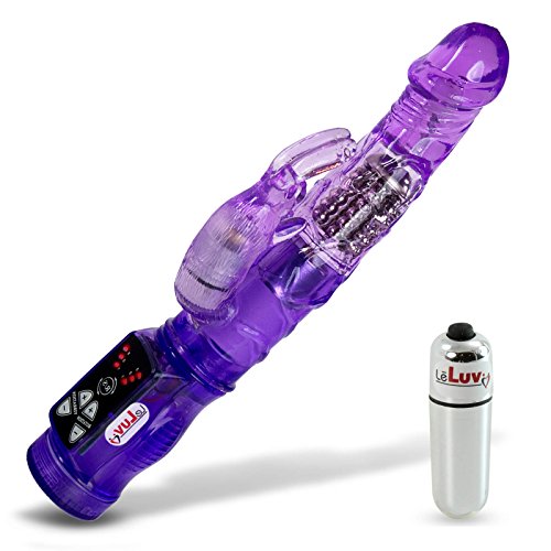 LeLuv Rabbit Vibrator Slim Bunny Purple Bundle with Mini Bullet