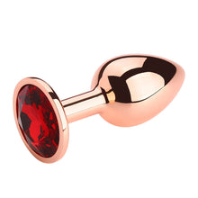 Load image into Gallery viewer, Rose Gold Tone Beginners Anal Plug Butt Plug Red Crystal Metal Smooth Stainless Steel Stimulation Toy for Adult Men Women Valentine&#39;s Day Gift Washable
