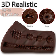 Load image into Gallery viewer, 2 in 1 Brown Realistic Male Masturbator with Strong Suction,Single Opening Lifelike Pocket Pussy Toy with 3D Vagina and Anus,Goyha Portable Adult Male Sex Toy for Men Masturbation Pleasure
