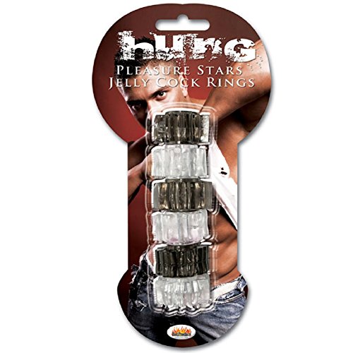 Hung Pleasure Stars Jelly Cock Rings (6 Pack) with Free Bottle of Adult Toy Cleaner