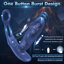 Load image into Gallery viewer, Thrusting Prostate Massager Anal Vibrators - Anal Toy with Dual Cock Rings Butt Plug with 3 Thrust &amp; 12 Vibration Modes, Remote Control Anal Male Adult Sex Toys P Sport Massager for Men Couples, Blue
