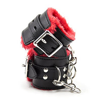 NA Plush Red&Black Role Play Exercise Bands Leash Banding Handcuffs for Couples Playing