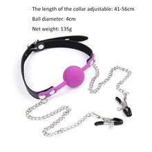 Load image into Gallery viewer, MONEYN Adjustable Nipple Clamps with Choker, Non Piercing Nipple Clamps with Chain, Nipple Clips Clamps Body Harness Nipple Toys for Couple Flirting (Light Purple)
