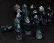 Load image into Gallery viewer, YWG Stone 75 * 20mm Fluorite Crystal Point Scepter Large 3 Inch Wand Carved Healing Reiki 6 Sided Prism Style
