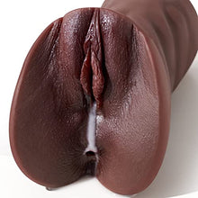 Load image into Gallery viewer, 2 in 1 Brown Realistic Male Masturbator with Strong Suction,Single Opening Lifelike Pocket Pussy Toy with 3D Vagina and Anus,Goyha Portable Adult Male Sex Toy for Men Masturbation Pleasure
