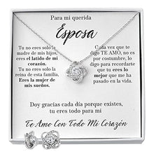 Load image into Gallery viewer, Regalo para Esposa Set de Aros y Collar El Amor De Mi Vida Regalo para Mujer Joya Collar Mensaje Personalizado Para Madre Joyera Para Mam, Regalo Aniversario de Esposo Para Esposa Acabado Oro Blanco
