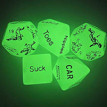 Load image into Gallery viewer, AlevRam Glowing Sex Dice Set,5 Pcs Sex Games for Adult Couples ,Sex Dice for Couples Naughty Positions,Adult Game Night, Sex Party Dices
