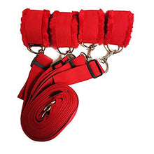 Load image into Gallery viewer, Bed Restraints for Sex Wrist Ankle Cuffs with Adjustable Straps for Bondage and BDSM (Furry) - Red by HappyNHealthy
