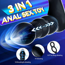 Load image into Gallery viewer, Thrusting Anal Vibrator Prostate Massager with 2 Vibrating Cock Ring, App &amp; Remote Control Anal Plug with 10 Thrusting &amp; Vibrating Modes, Anal Dildo Butt Plug Sex Toys for Men and Couple Pleasure
