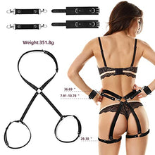 Load image into Gallery viewer, Sex Handcuffs Thigh Strap Bondage Restraint Wrist Thigh Leg Garter Cuffs BDSM Harness for Adult SM Games Women Men Couples Adjustable Click Belt PU Leather (Black)
