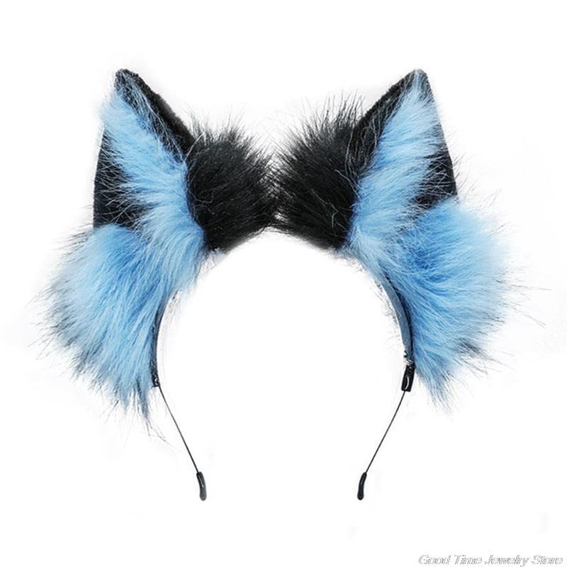 Lolita Animal Cat Ears Headband Hair Plush Ornaments Faux Fox Headwear Halloween Party Hair Hoops Anime Cosplay Fancy Props (5)