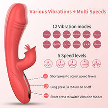 Load image into Gallery viewer, Powerful Rabbit Vibrator with 12 Vibration Modes 5 Speeds, Adult Women Sex Toy, Female Vibrating Dildo with Realistic Textured, Rechargeable Sexual Wand Massager, Orange Red
